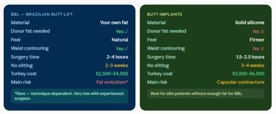 BBL vs Butt Implants: Complete 2026 Comparison — Which Is Right for You?